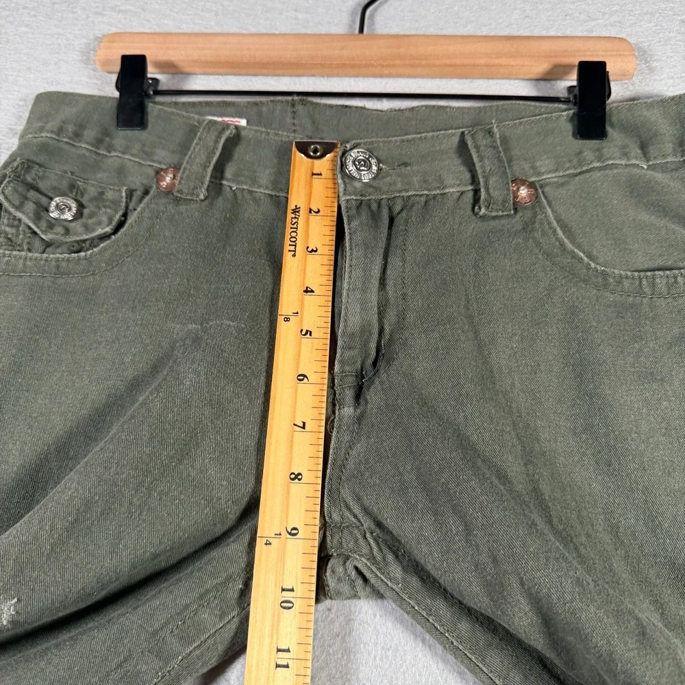 True Religion Billy Super T Mens 34x31 Olive Green Straight Leg Pants USA Made